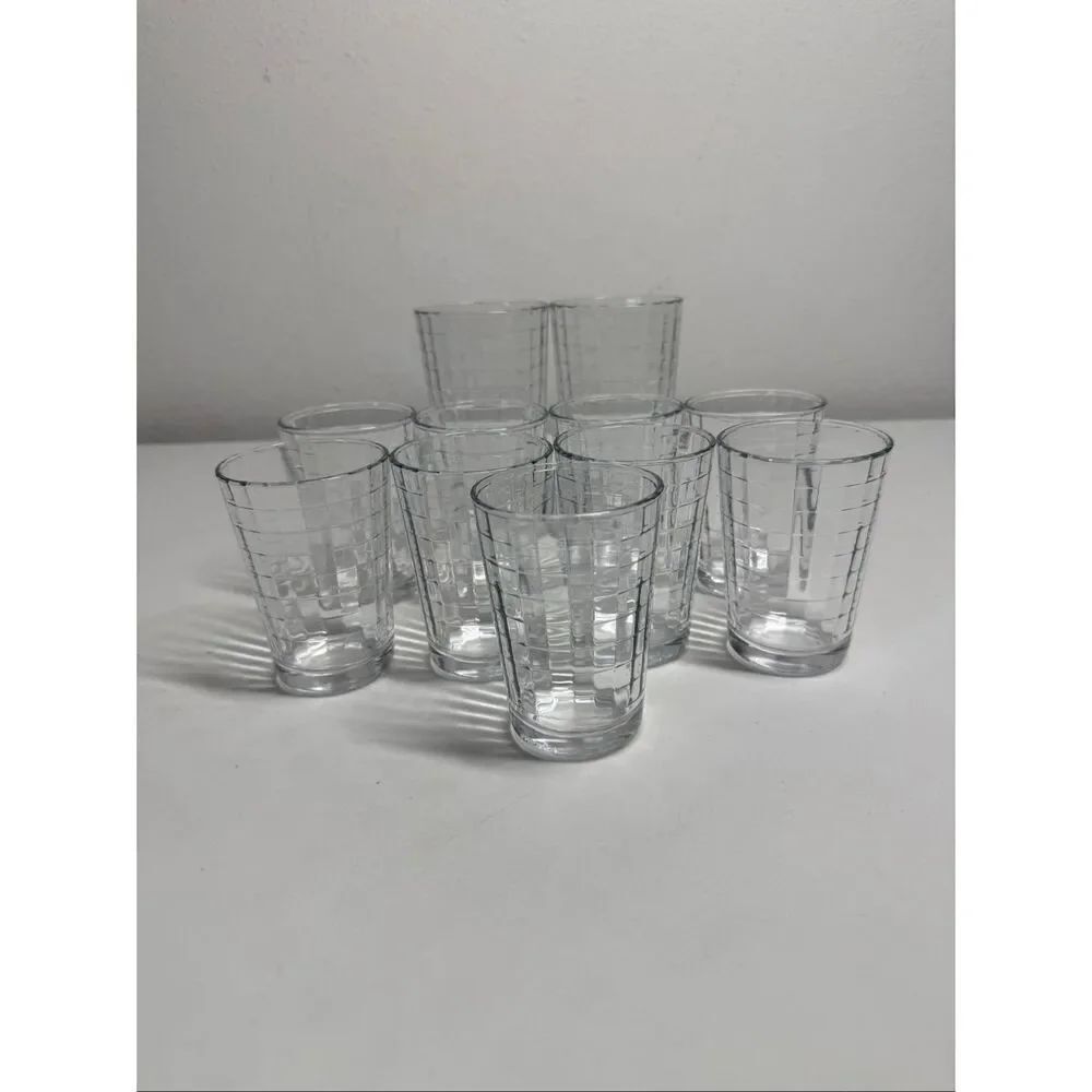 Pasabahce Set of 11 Block Optic Window Glasses Tumbler 9-4 Oz 2-8 Oz